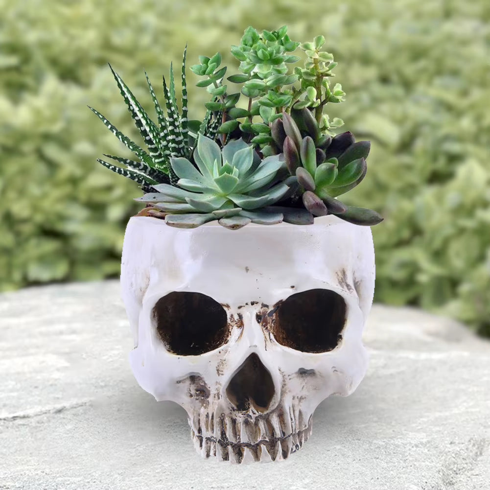 Resin Skull Flower Pot