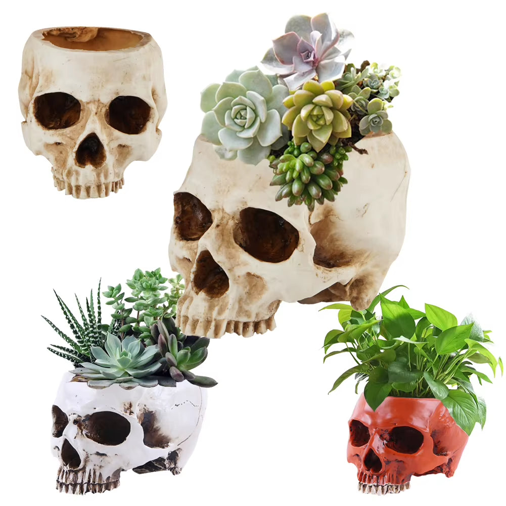 Resin Skull Flower Pot